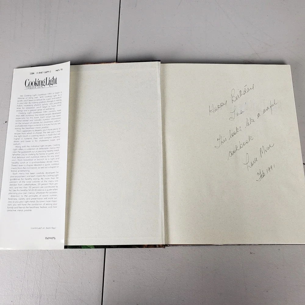 Cooking Light Cookbook 1991 Hardcover Oxmoor House Healthy Recipes Vintage 90s